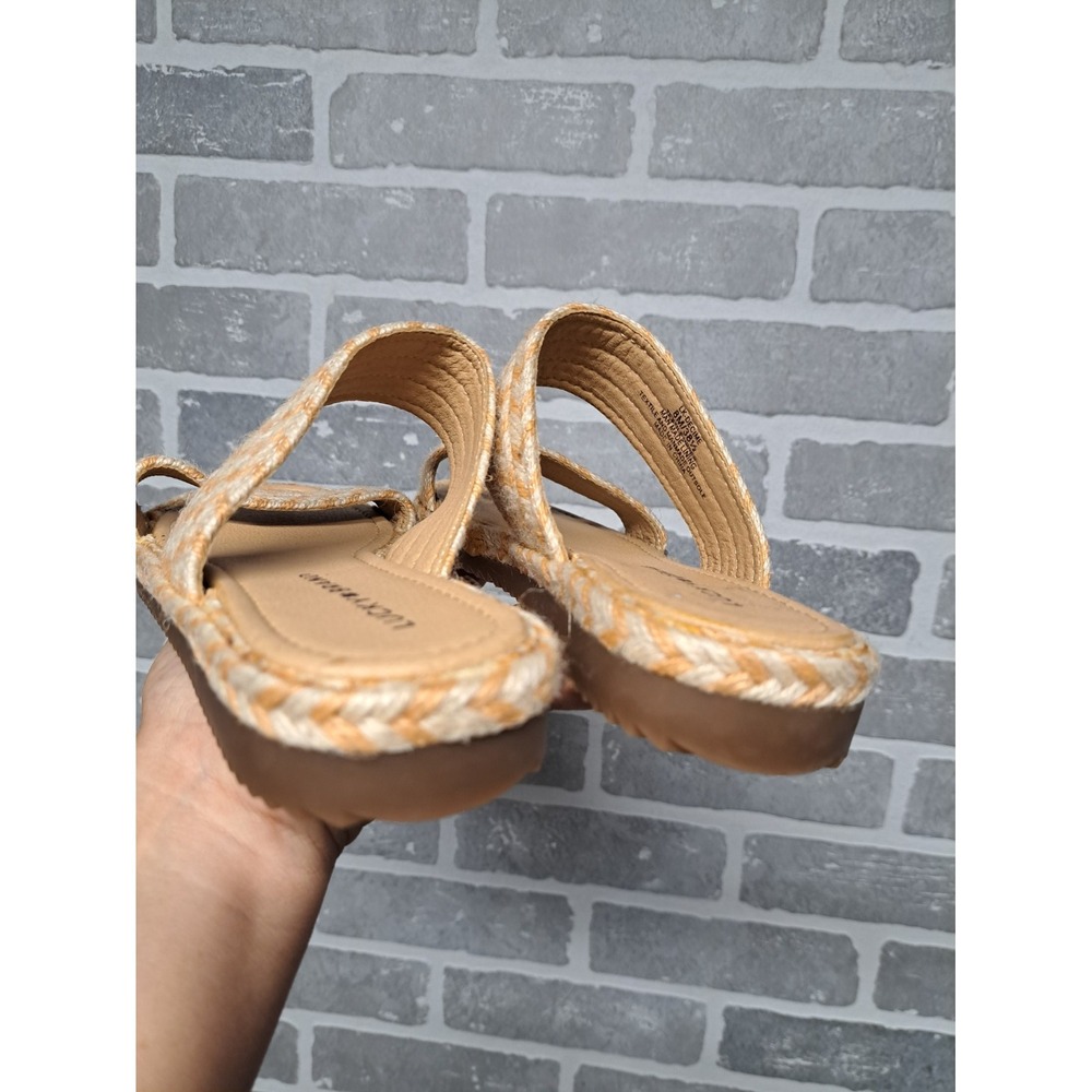 Lucky Brand Decime Espadrille Sandals Slip On Woven Jute‎ Beige tones Size 8M - Picture 5 of 13